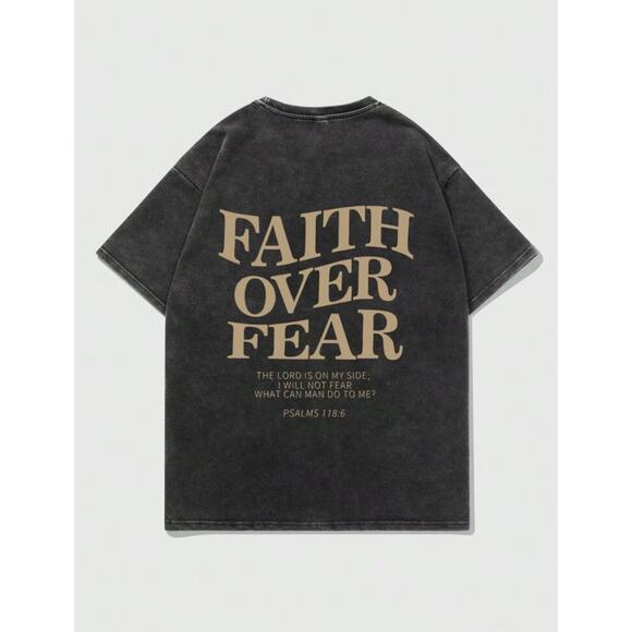 NEW Faith over Fear unisex super oversized fit graphic tees -LARGE - Picture 2 of 4